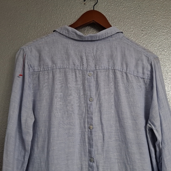 Sigfrid Olsen 100% Linen Shirt With Button Detail In The Back   Size L - Picture 5 of 7
